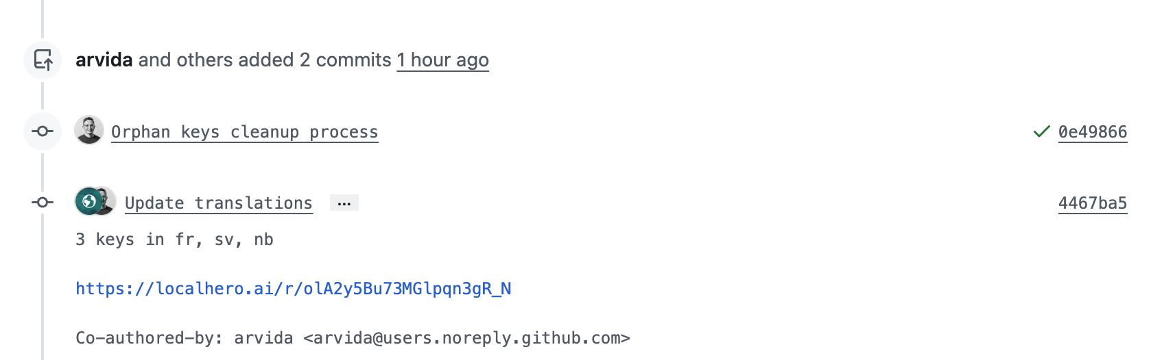 GitHub Action translation commit